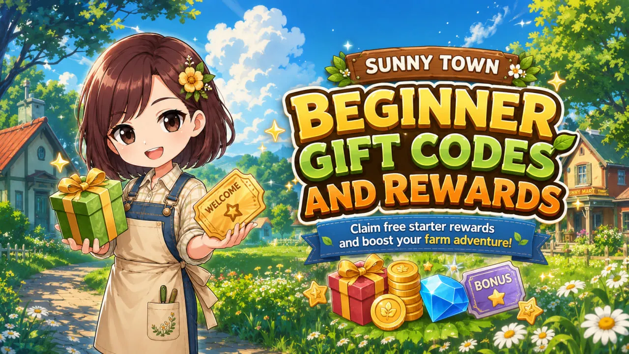 Sunny Town beginner gift codes featuring VIP Spin Tickets, free spins, Coins, and Gold